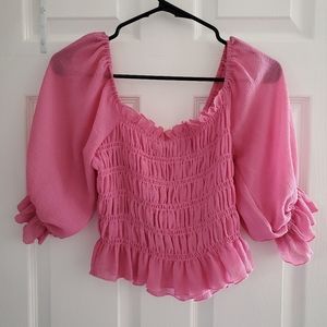 Pink Puffy Sleeve Lelis Collection Blouse